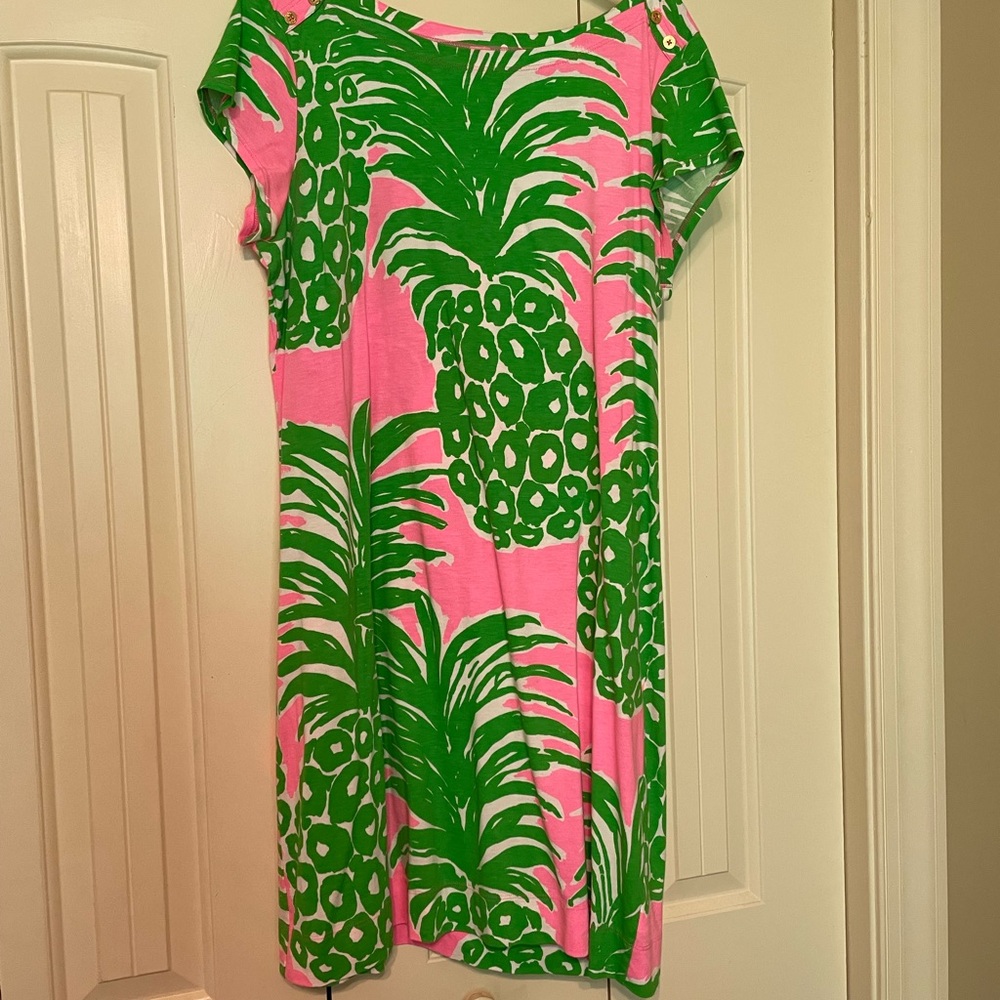 Lilly Pulitzer Loren Pink Pout Flamenco Dress XL GUC due to normal wear/fading